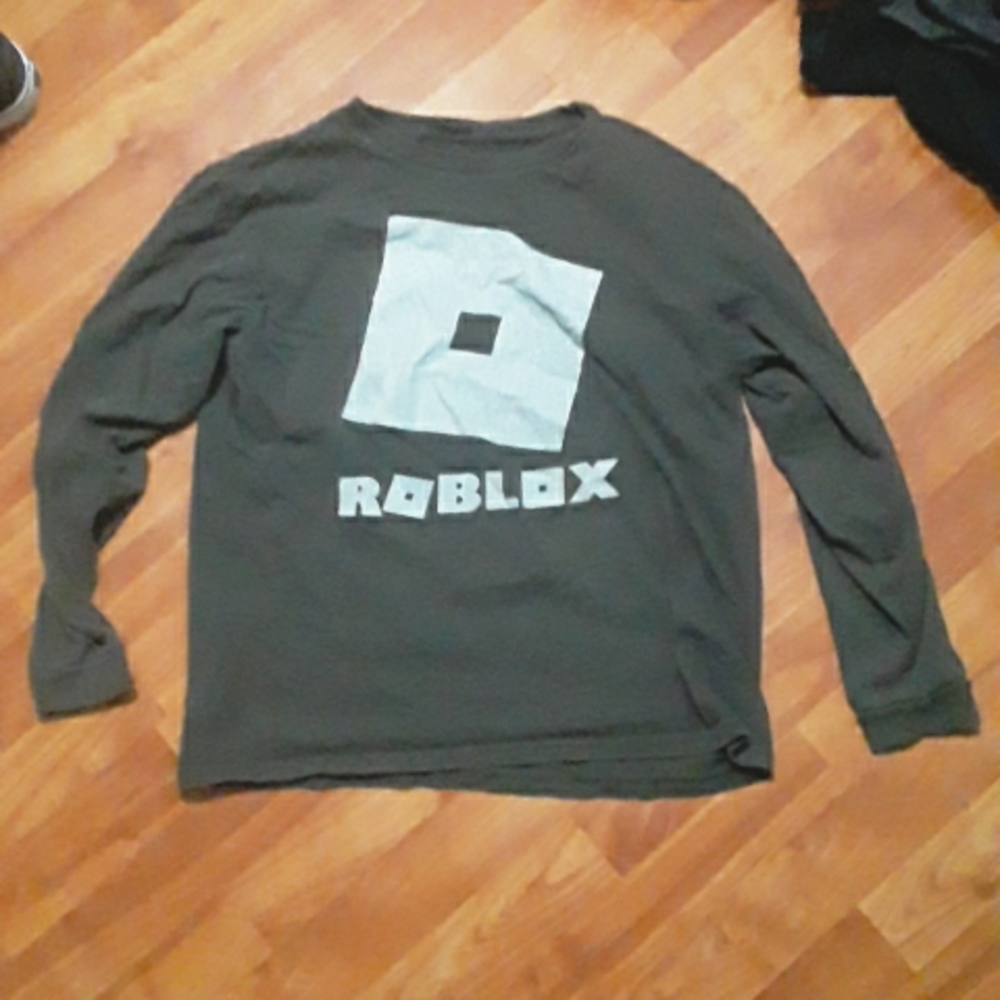 Large Roblox Green Grey Shirt - Long Sleeve
